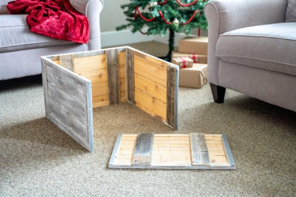 23" Gray White Wash Plank Christmas Tree Collar - Image 4