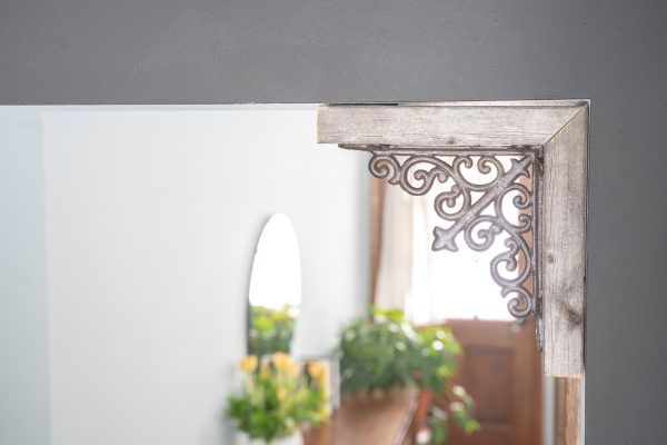 Set of Two Natural Weathered Gray Wood and Metal Corbels. - Image 4