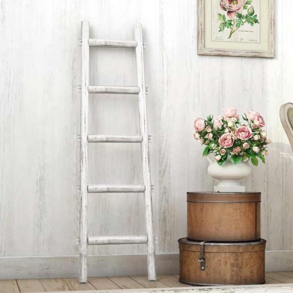 5 Step White Decorative Ladder Shelve - Image 2