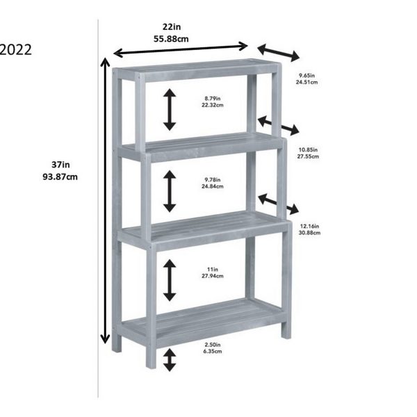37" Bookcase with 4 Shelves in White - Image 5