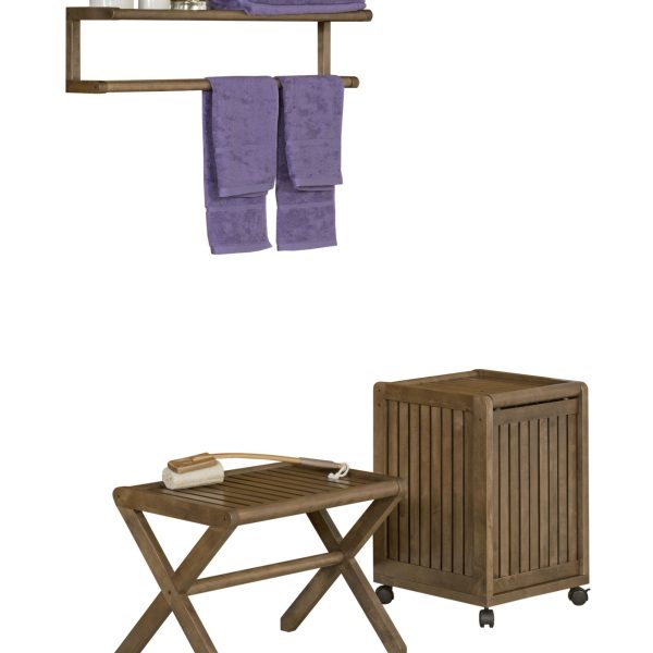 Chestnut Solid Wood Rolling Laundry Hamper with Lid - Image 3