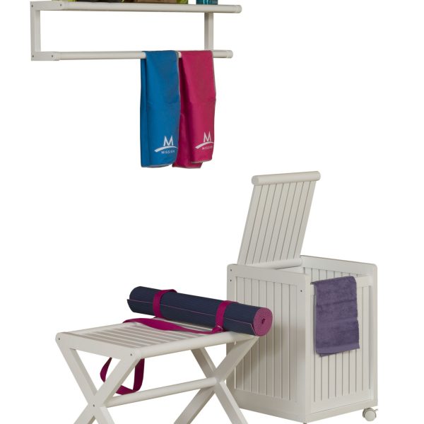 White Solid Wood Rolling Laundry Hamper with Lid - Image 4