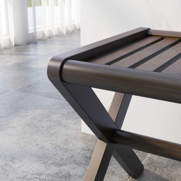 23" Dark Brown Wood Slat Stool or End Table - Image 5