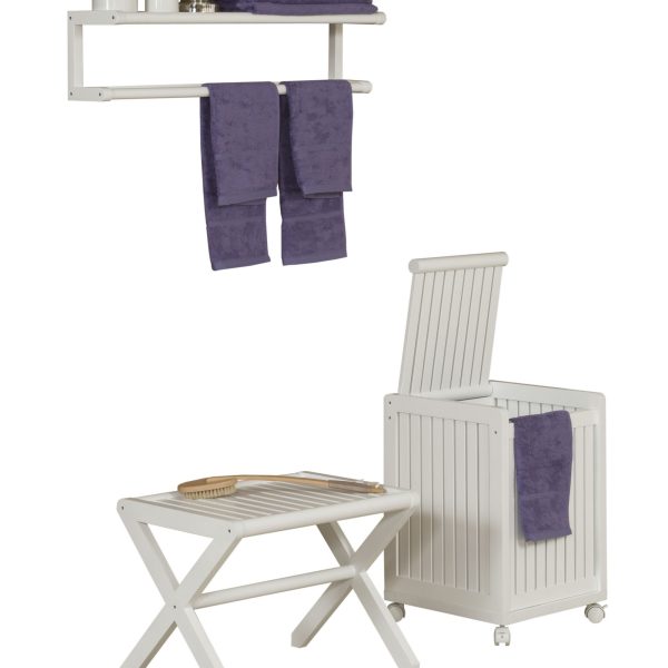 White Finish Solid Wood Bench - Image 2