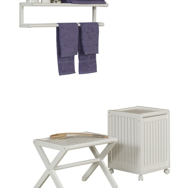 White Finish Solid Wood Bench - Image 3