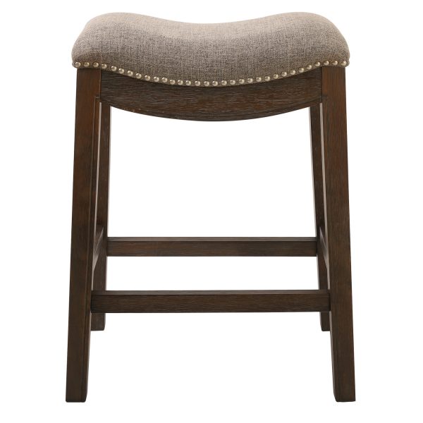 Counter Height Saddle Style Taupe Stool - Image 2