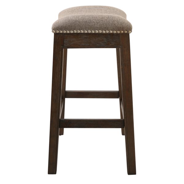 Counter Height Saddle Style Taupe Stool - Image 3