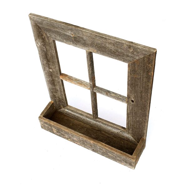 22x18 Rustic Weatered Grey Window Frame with Planter - Image 4