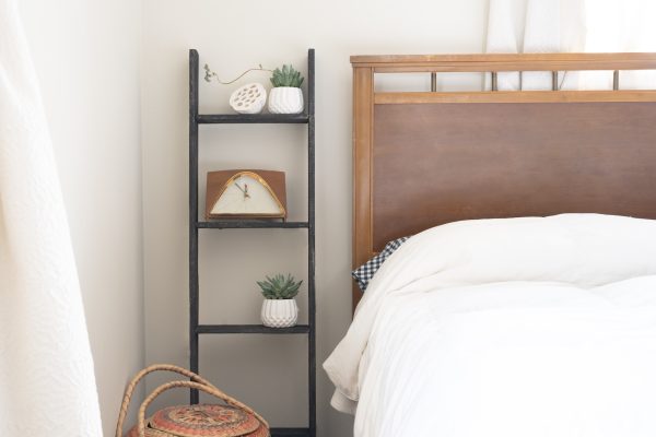 4 Step Blackwash Rustic Wood Ladder Shelf - Image 2