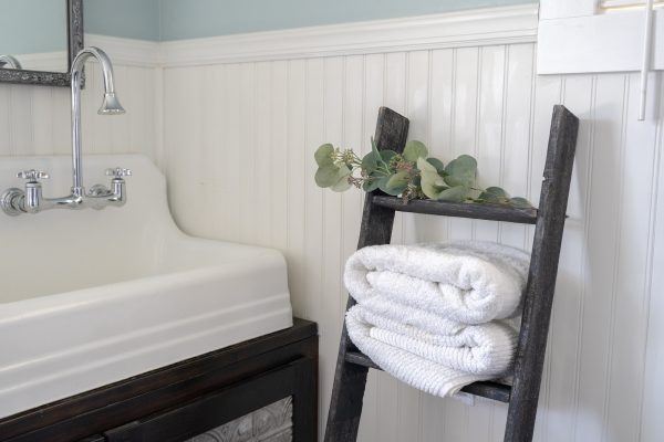 4 Step Blackwash Rustic Wood Ladder Shelf - Image 3