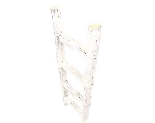 4 Step Rustic White Wood Ladder Shelf - Image 2