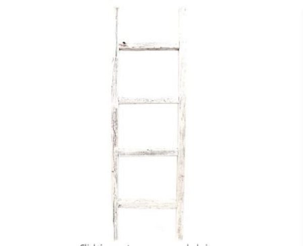 4 Step Rustic White Wood Ladder Shelf - Image 3