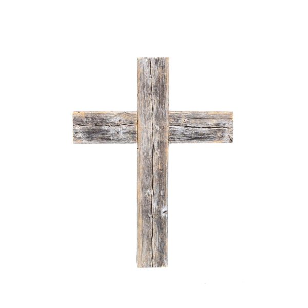 Rustic Weathered Grey Reclaimed Wood Cross Decoration - Image 2