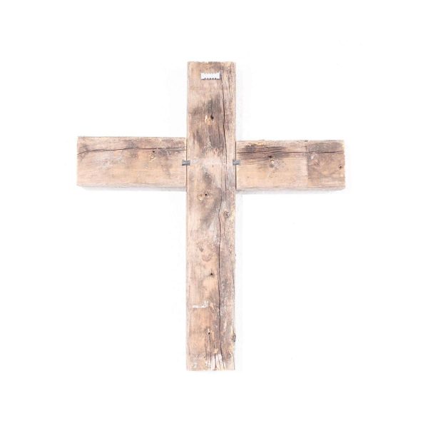 Rustic Weathered Grey Reclaimed Wood Cross Decoration - Image 4