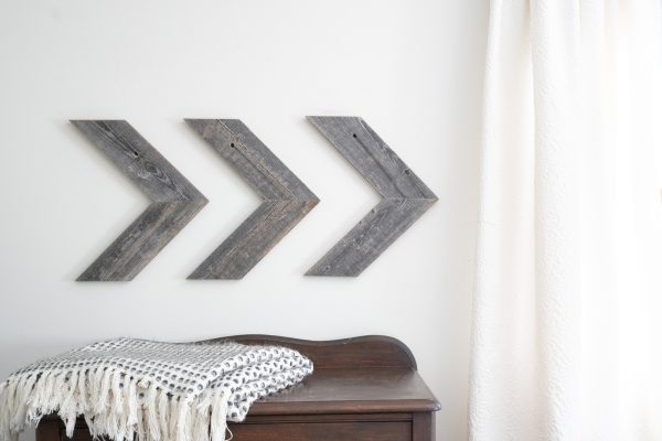 Set of 3 Rustic Weathered Grey Wood Chevron Arrow - Image 5