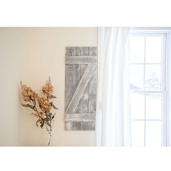Set of Two Rustic Weathered Grey Wood Decorative Window Shutters - Image 3