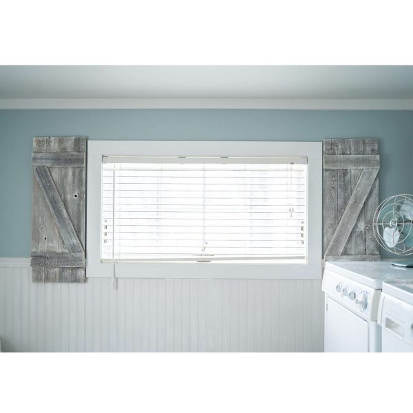 Set of Two Rustic Weathered Grey Wood Decorative Window Shutters - Image 4