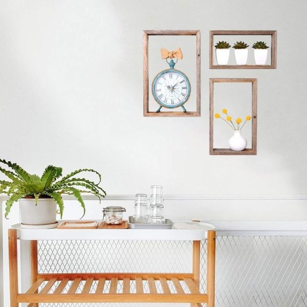 Rustic Farmhouse Set of 3 Rectangle Shadow Box Shelves - Image 3
