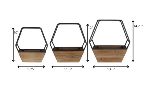 Set of 3 Boho Cool Hexagon Wall Planters - Image 4