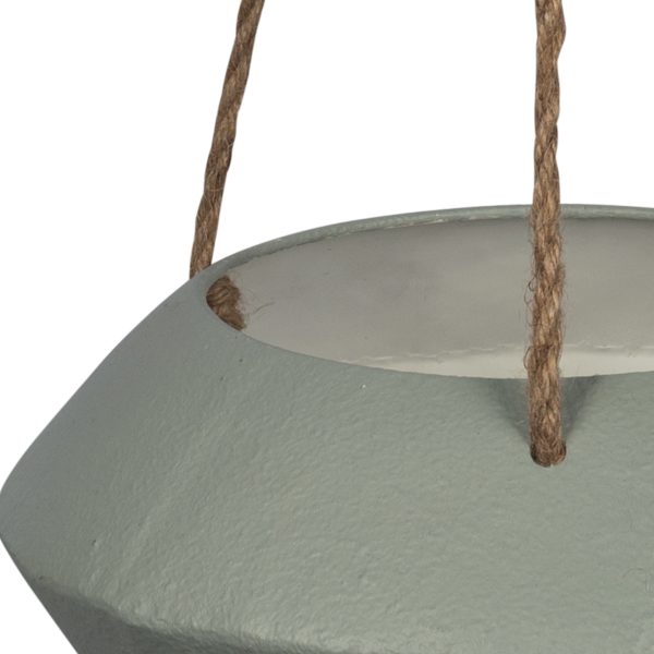 Grey Metal Hanging Rope Planter - Image 3