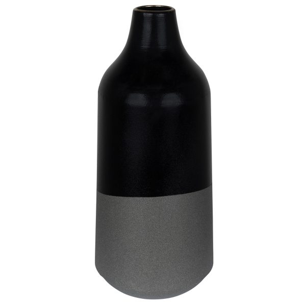 Dora Tall Cement Gray and Black Dipped Vase - Image 4