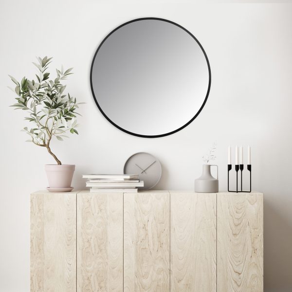 Minimalist Black Round Wall Mirror - Image 2