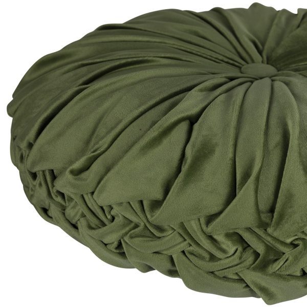 Green Round Tufted Velvet Pillow - Image 4