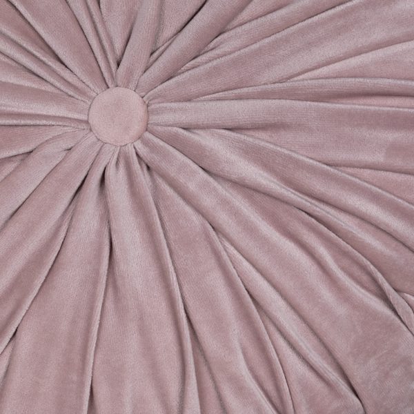 Light Pink Round Tufted Velvet Pillow - Image 2