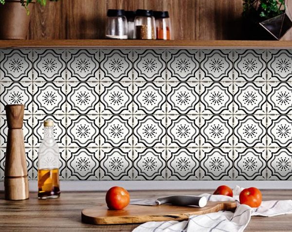 5" X 5" Black and White Mosaic Peel and Stick Removable Tiles - Image 3