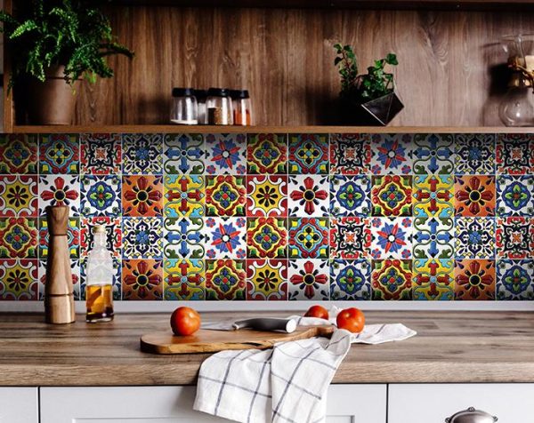 4" x 4" Festival Brights Mosaic Peel and Stick Removable Tiles - Image 2
