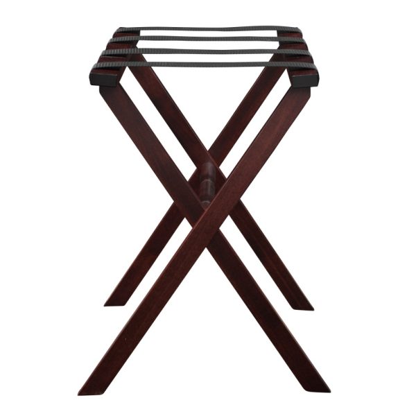 Hotel Cherry Mahogany Folding Luggage Rack with Black Straps - Image 3
