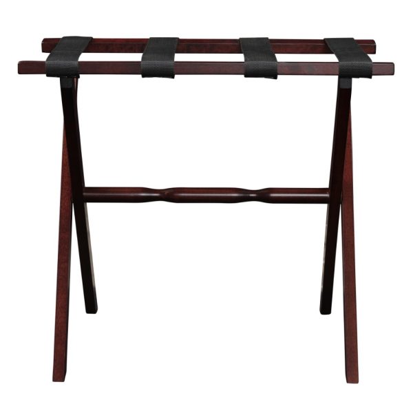 Hotel Cherry Mahogany Folding Luggage Rack with Black Straps - Image 4