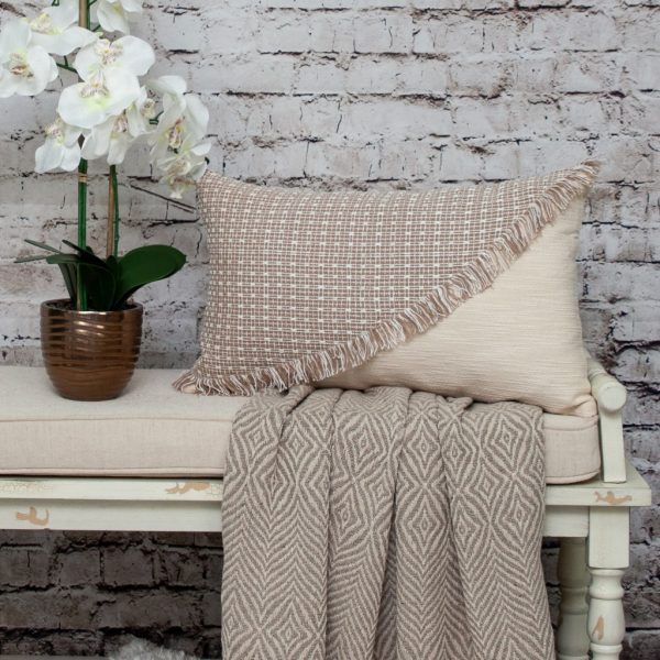 Sandy Beige Textured Throw Pillow - Image 5