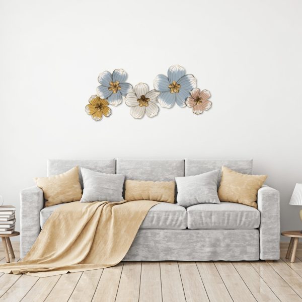 Pastel and Gold Floral Metal Wall Decor - Image 5