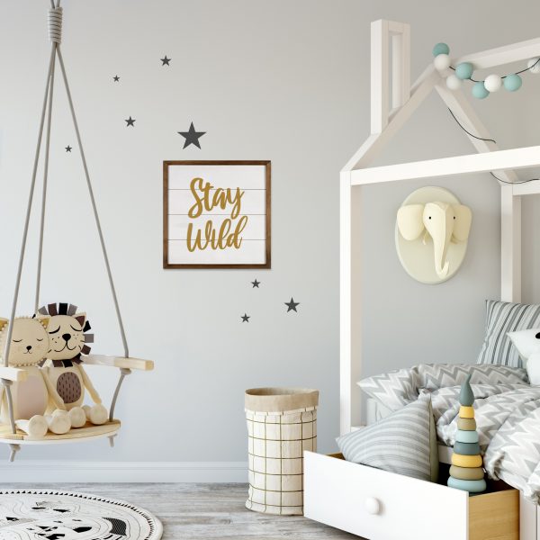 White and Gold Stay Wild Wall Art - Image 3