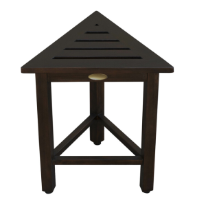 Hotel Dark Teak 18" Triangle Corner Shower Bench or Shelf