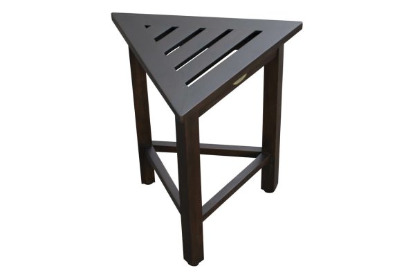 Hotel Dark Teak 18" Triangle Corner Shower Bench or Shelf - Image 3