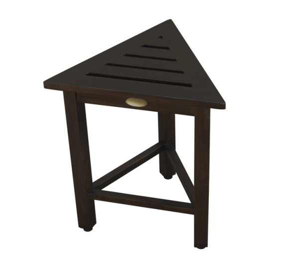 Hotel Dark Teak 18" Triangle Corner Shower Bench or Shelf - Image 4