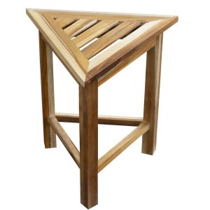 Hotel Natural Teak 18" Triangle Corner Shower Bench or Shelf