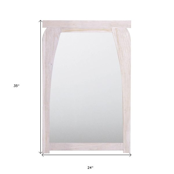 35" White Rectangle Wall Mounted Accent Mirror Wood - Image 2