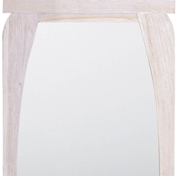 35" White Rectangle Wall Mounted Accent Mirror Wood - Image 4
