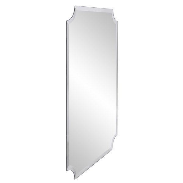 Minimalist  Rectangle Mirror with Beveled Edge And Scalloped Corners - Image 3