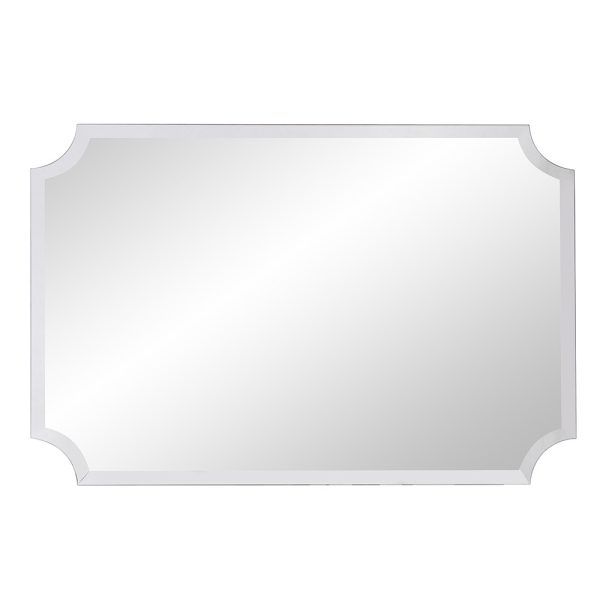 Minimalist  Rectangle Mirror with Beveled Edge And Scalloped Corners - Image 4