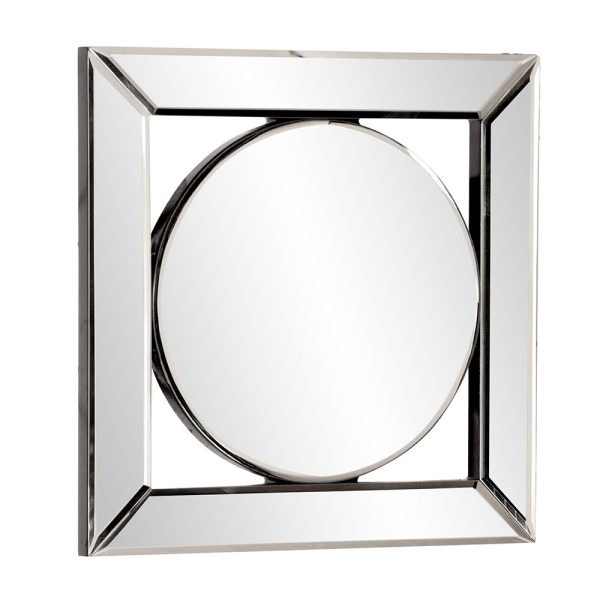 Square Mirror with Center Round Mirror - Image 3