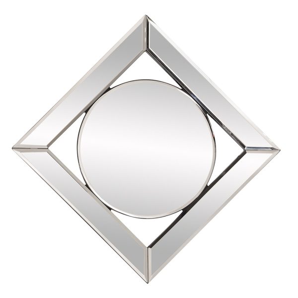 Square Mirror with Center Round Mirror - Image 4