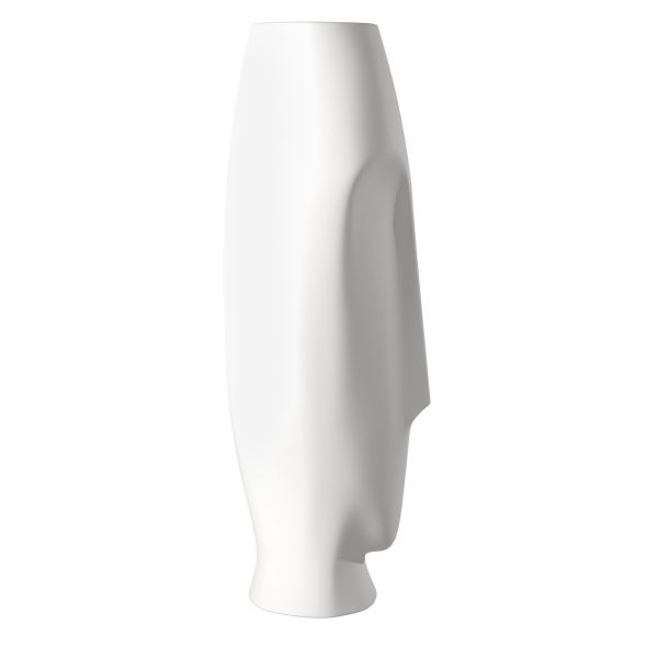 Matte White Ceramic Vase with Abstract Faces - Image 5
