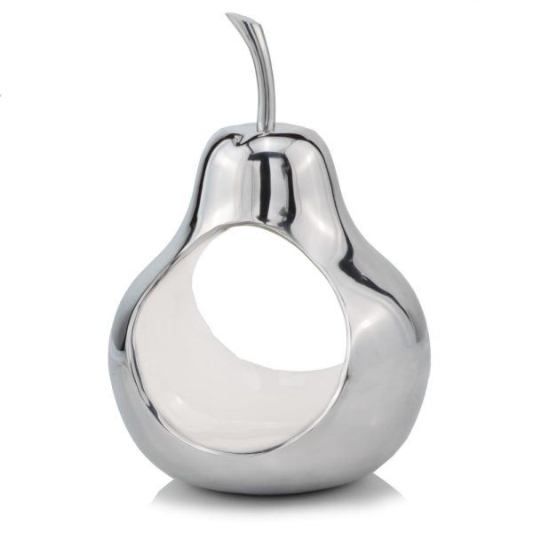 Pear shaped Aliminum  Cast Decorative Accent Bowl in White Interior - Image 3