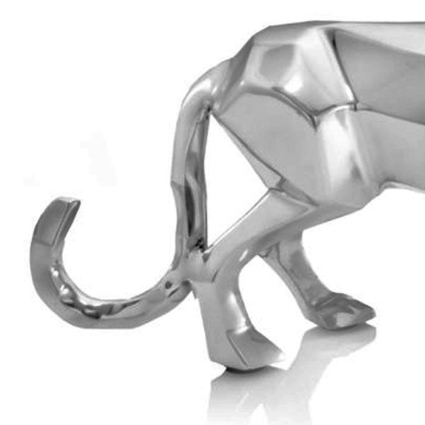 Silver Aluminum Geometric Panther Sculpture - Image 4