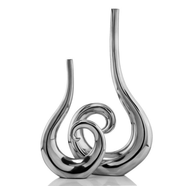 Set of 2 Curl Casting Design Vases in Shiny Buffed Finished - Image 3