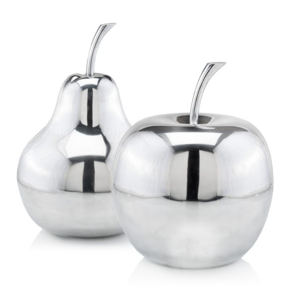 Silver Polished  Mini  Apple Shaped Aluminum Accent Home Decor - Image 3